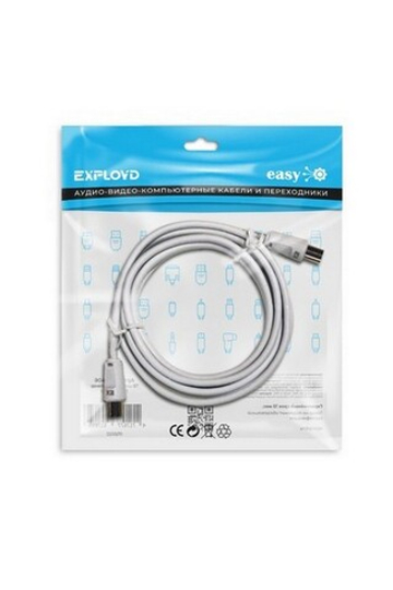 Удлинитель ТВ -2.0м. ТВ-гнездо x ТВ-штекер Exployd EX-K-1406