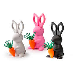 Ножницы+магнит со скрепками Qualy Bunny черный