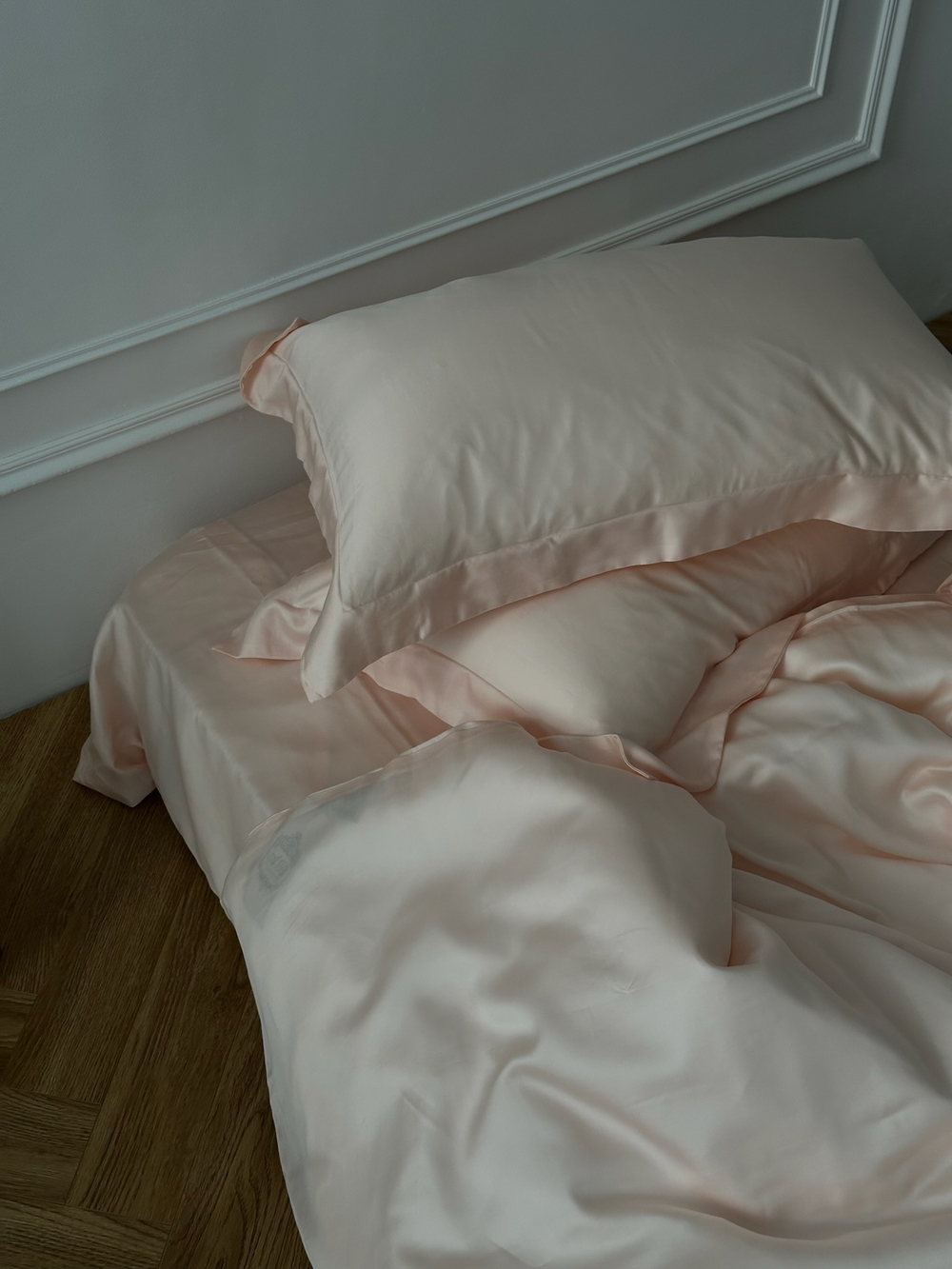 Однотонное постельное белье тенсель+хлопок | розовый