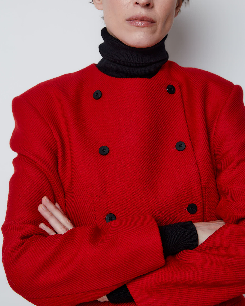 Жакет двубортный приталенный из шерсти красный