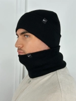 Зимний комплект вязаная шапка бини и тёплый снуд-бафф