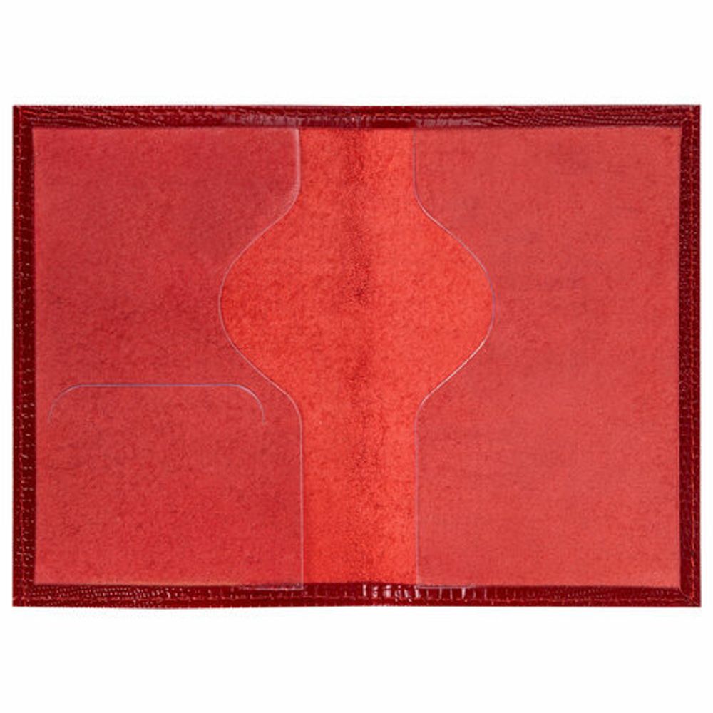 Обложка для паспорта натуральная кожа ящерица, без тиснения, красная, BRAUBERG, 238190