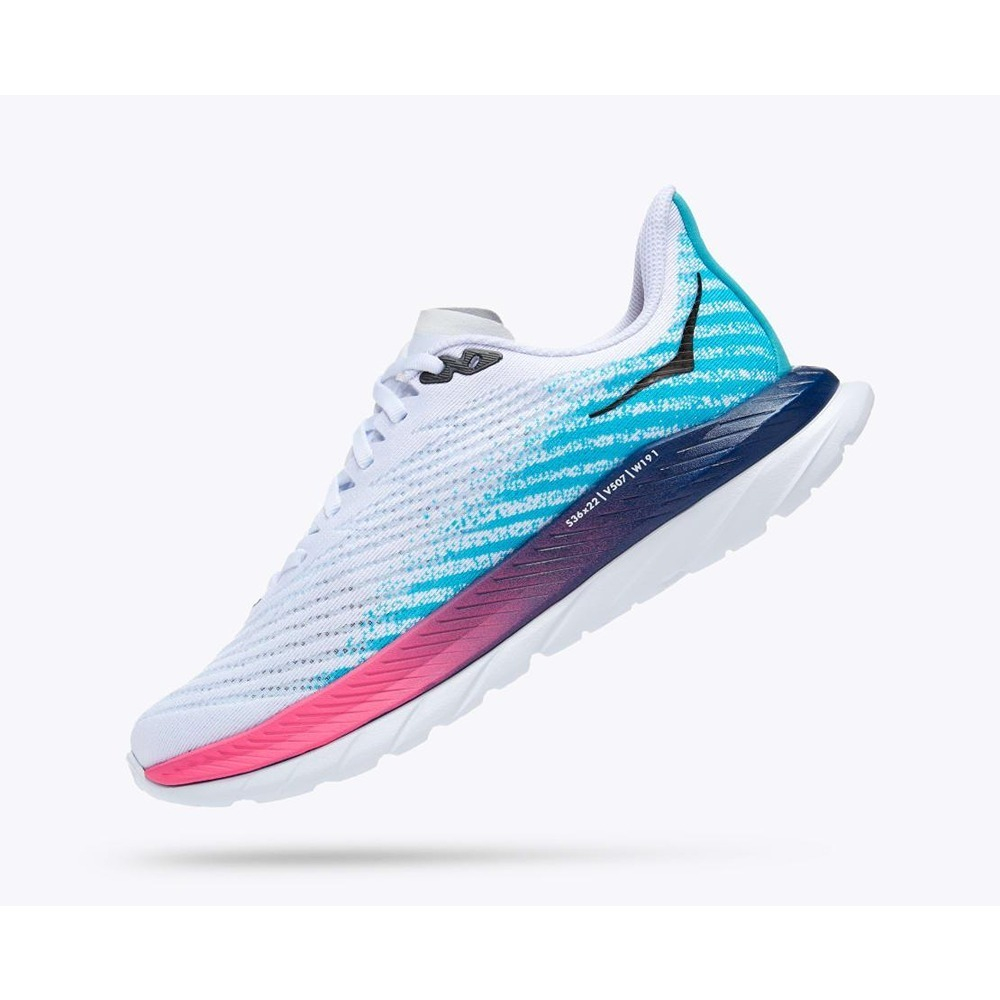 Кроссовки женские HOKA W MACH 5 White / Scuba Blue