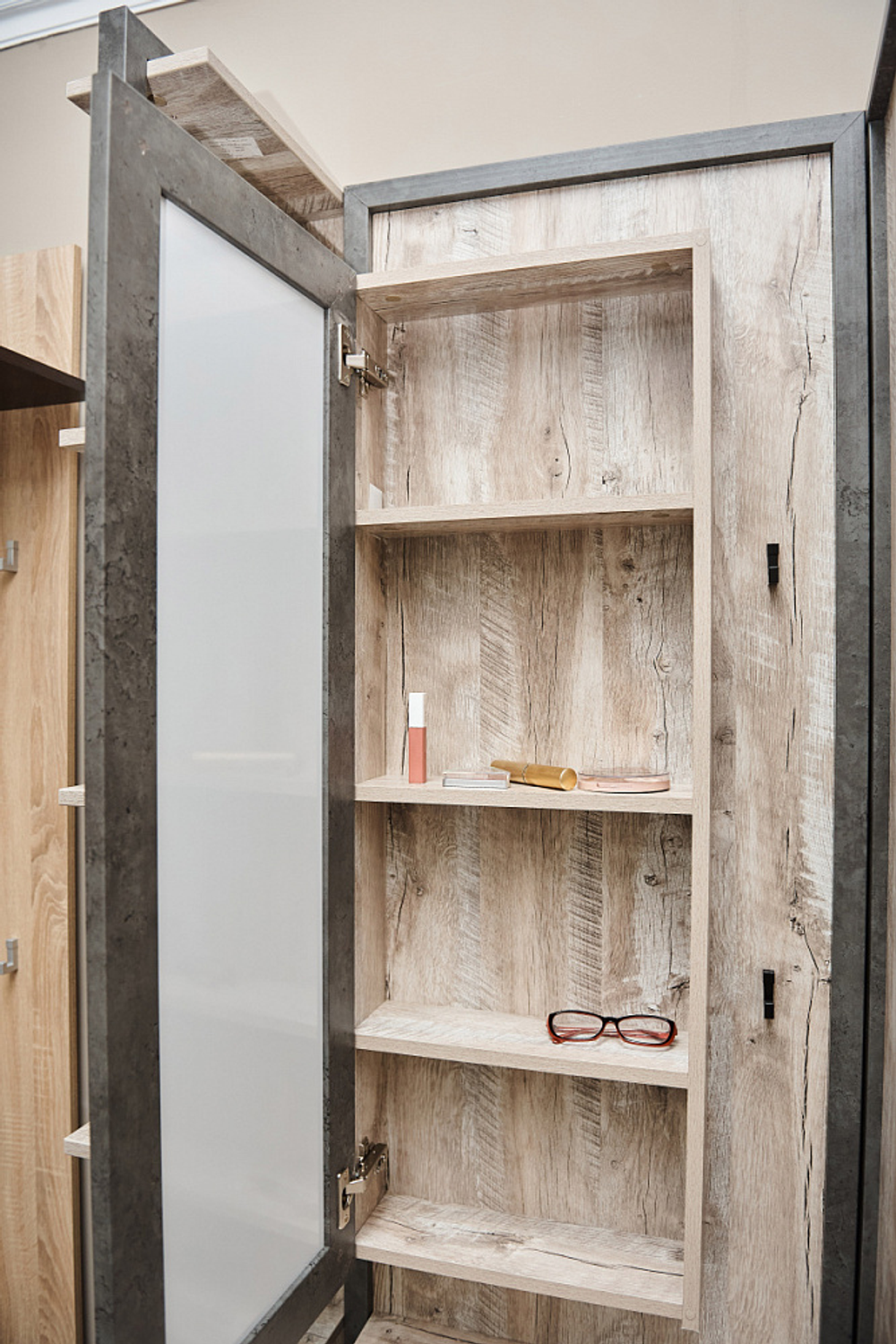 Тумба с зеркалом Клео Дуб Юкон/Ателье темное