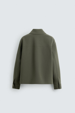 ZARA КУРТКА-РУБАШКА BOXY FIT, ЗЕЛЕНЫЙ