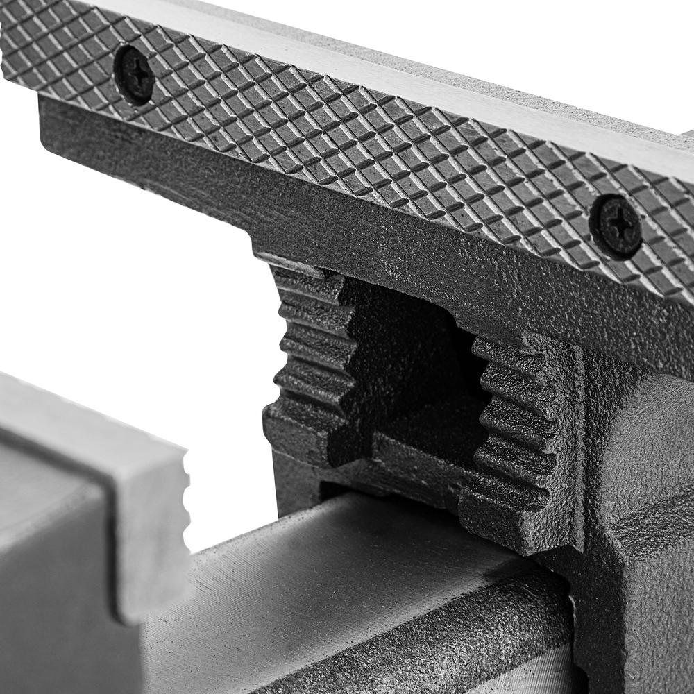 Тиски слесарные BVH-200, 200 мм, поворотные, стальная направляющая, с наковальней //Denzel