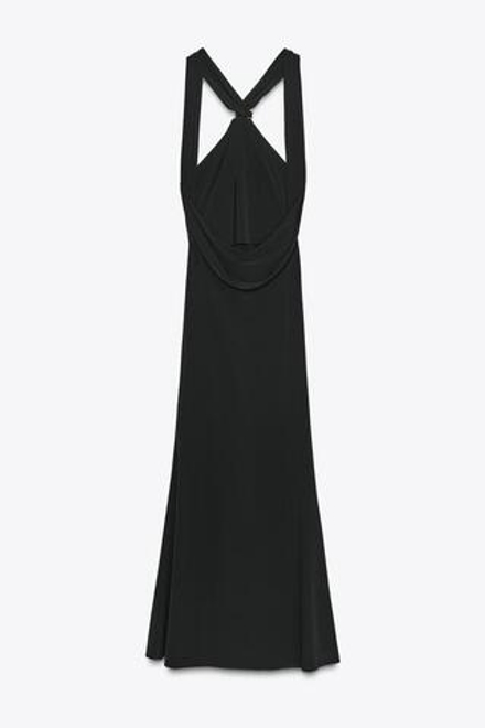 ZARA ПЛАТЬЕ С ФУРНИТУРОЙ НА ЗАПÁХЕ, ЧЕРНЫЙ