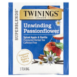 Twinings, Успокаивающий травяной чай, страстоцвет и ромашка, пряное яблоко и ваниль, без кофеина, 18 пакетиков по 0,95 унц. (27 г)