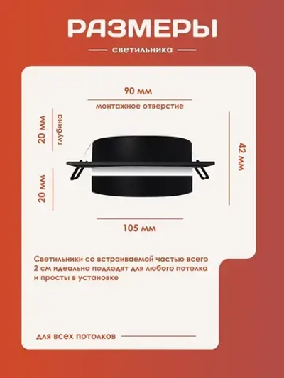 Светильник встраиваемый для потолка точечный GX53 чёрный Макс.15W