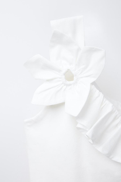 ZARA БОДИ С ЦВЕТОЧНЫМИ ДЕТАЛЯМИ, БЕЛЫЙ