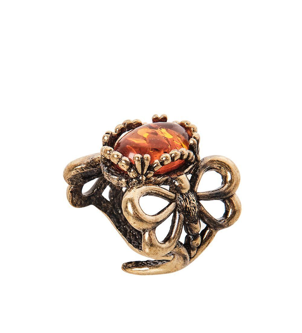 AM-2506 Кольцо «Стрекоза лето» (латунь, янтарь)