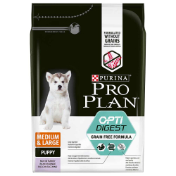 Pro Plan Puppy GrainFree Optidigest Turkey - беззерновой сухой корм для щенков средних  пород с чувствительным пищеварением