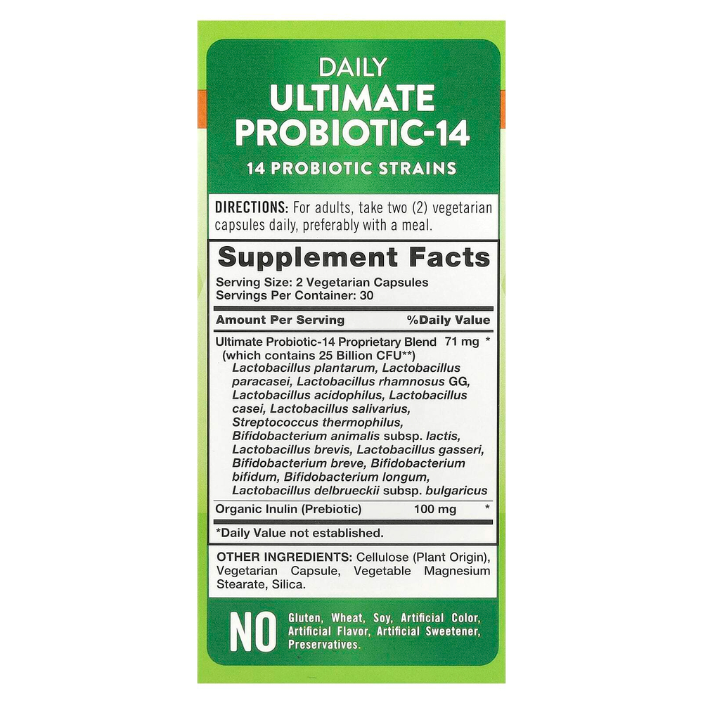 Nature's Truth, Ultimate Probiotic-14, 25 млрд, 60 капсул с быстрым высвобождением