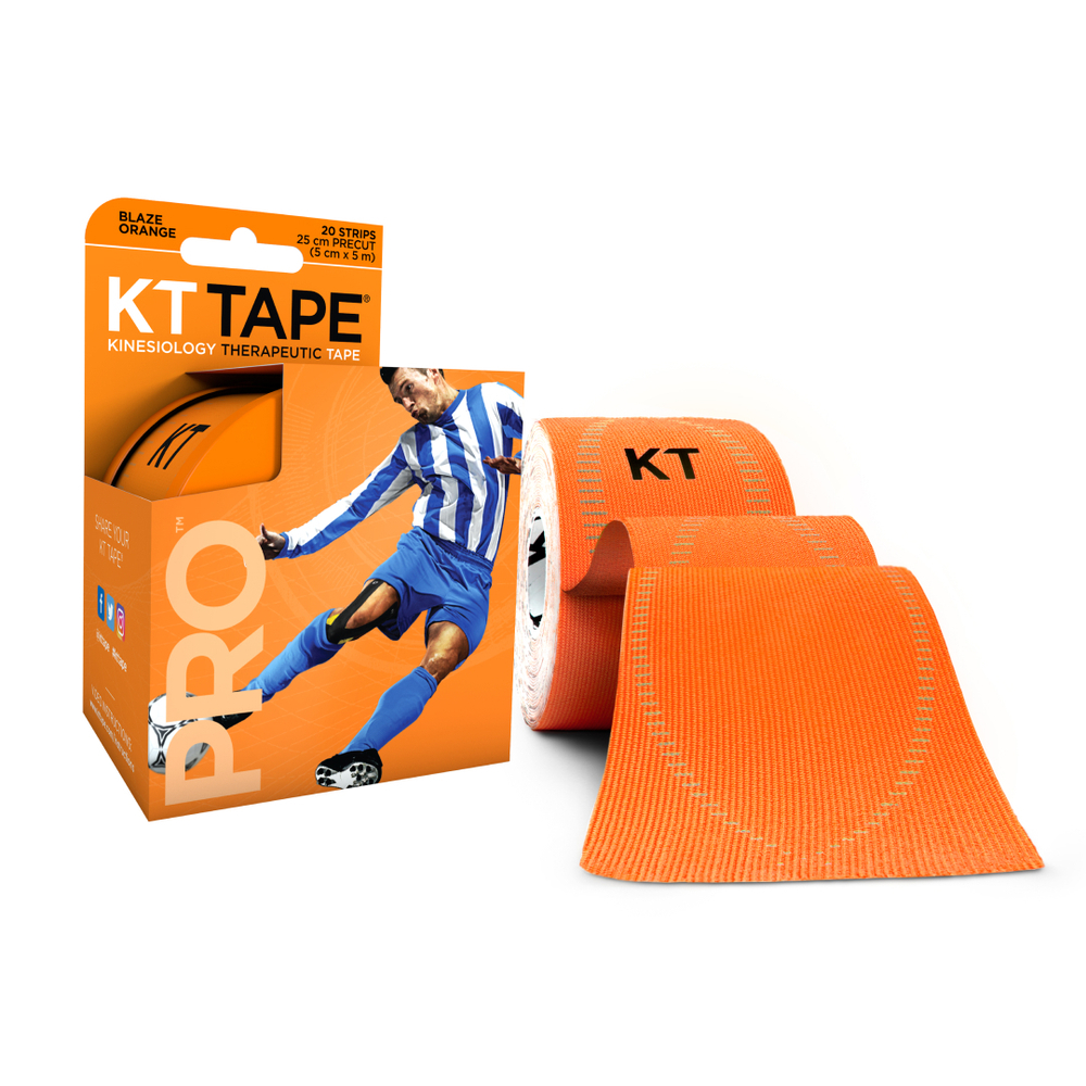 Кинезиотейп KT Tape PRO,Синтетическая основа,20 полосок 25х5см, преднарезанный, цвет Blaze Orange