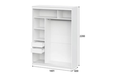 Шкаф-купе ШКП-3 (1600) (белый текстурный)