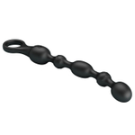 Черная анальная цепочка с вибрацией Van - 24,8 см.