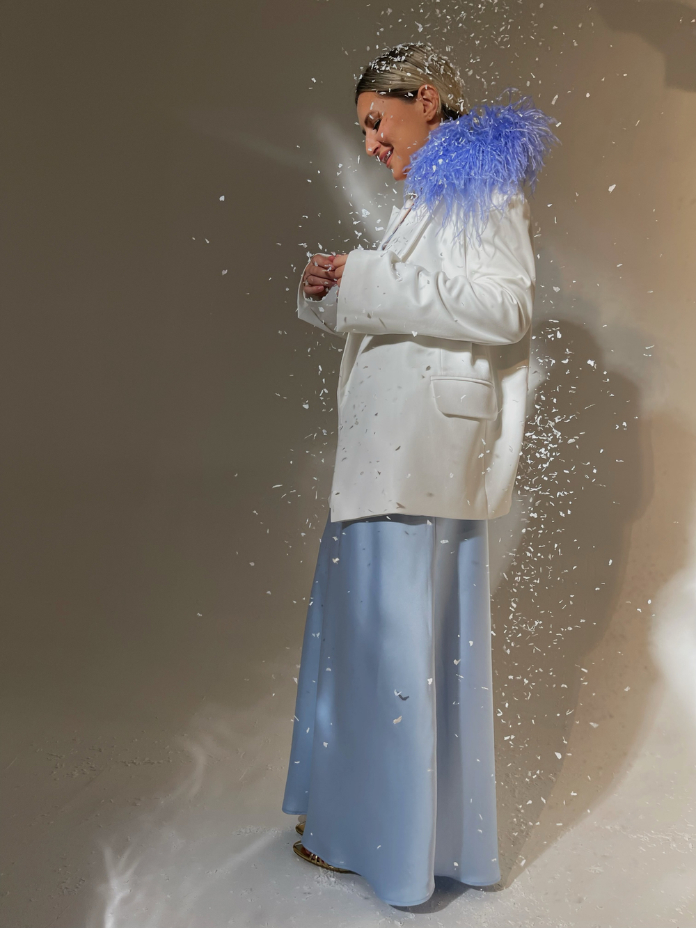 Шёлковое платье голубое