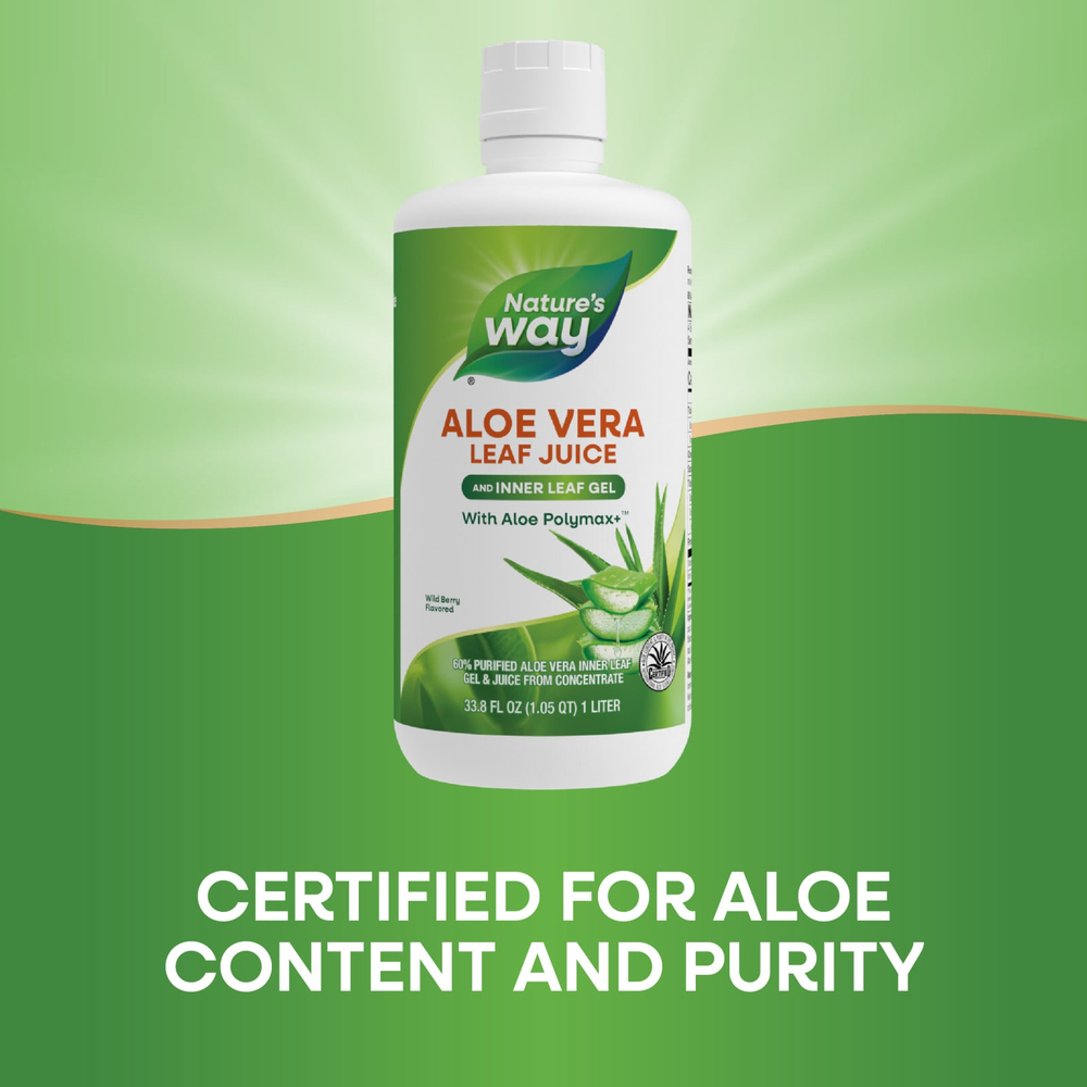 Nature's Way, сок из листьев алоэ вера и гель из внутренней части листьев алоэ вера (Aloe Polymax+™), ягодный вкус, 1 л (33,8 жидк. унции)