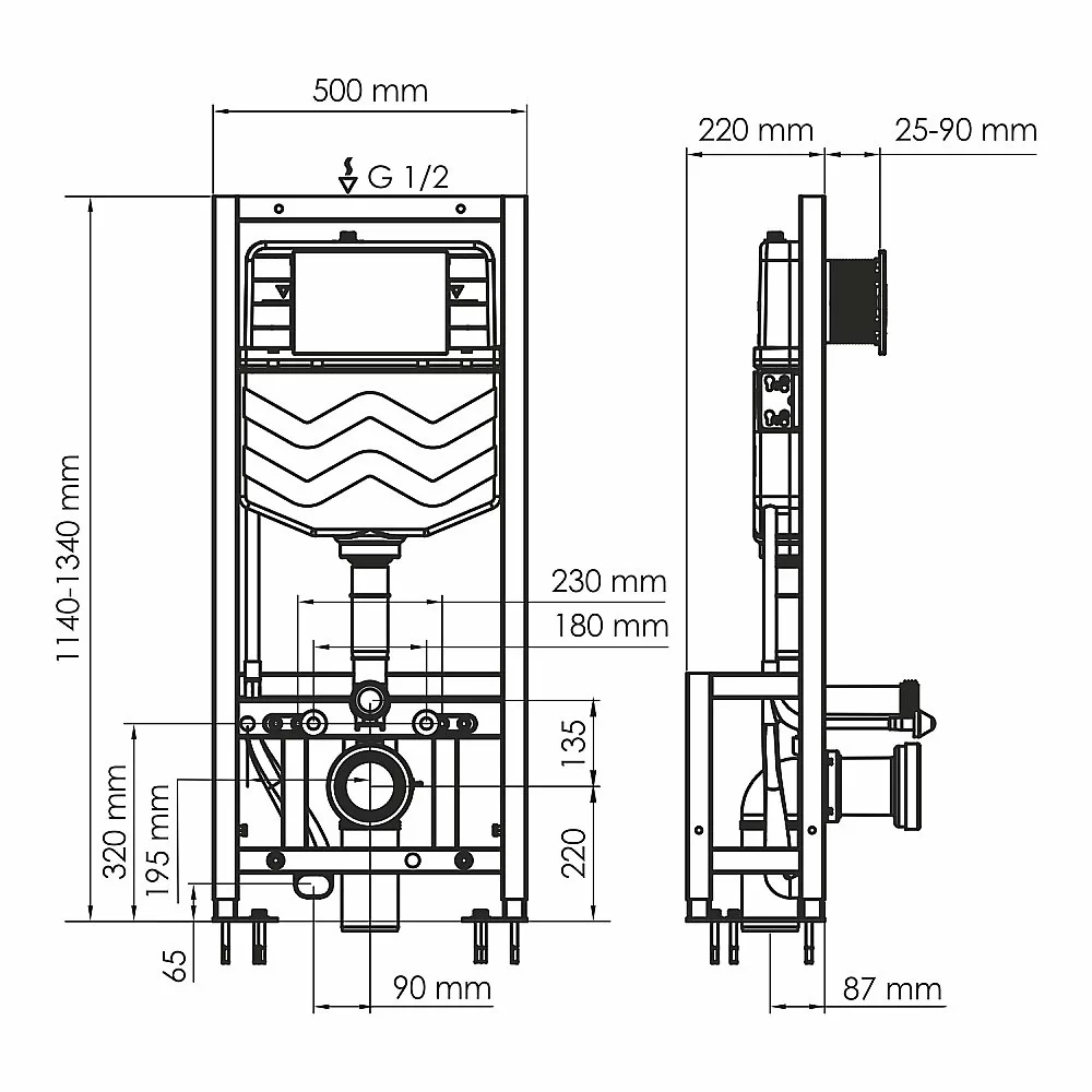 Инсталляция для унитаза WasserKraft Dill 61TLT.010.ME.PB04 с черной глянцевой кнопкой