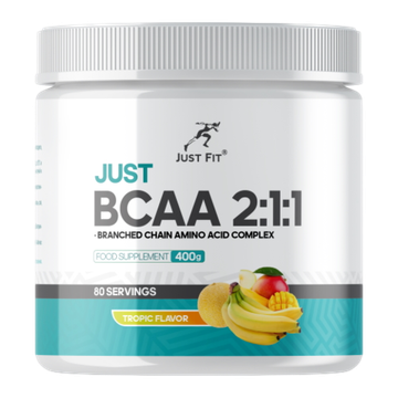 Just Fit BCAA 2:1:1 400 grams , Аминокислоты BCAA (Вкус Тропический) !!!Срок 16.08.2025