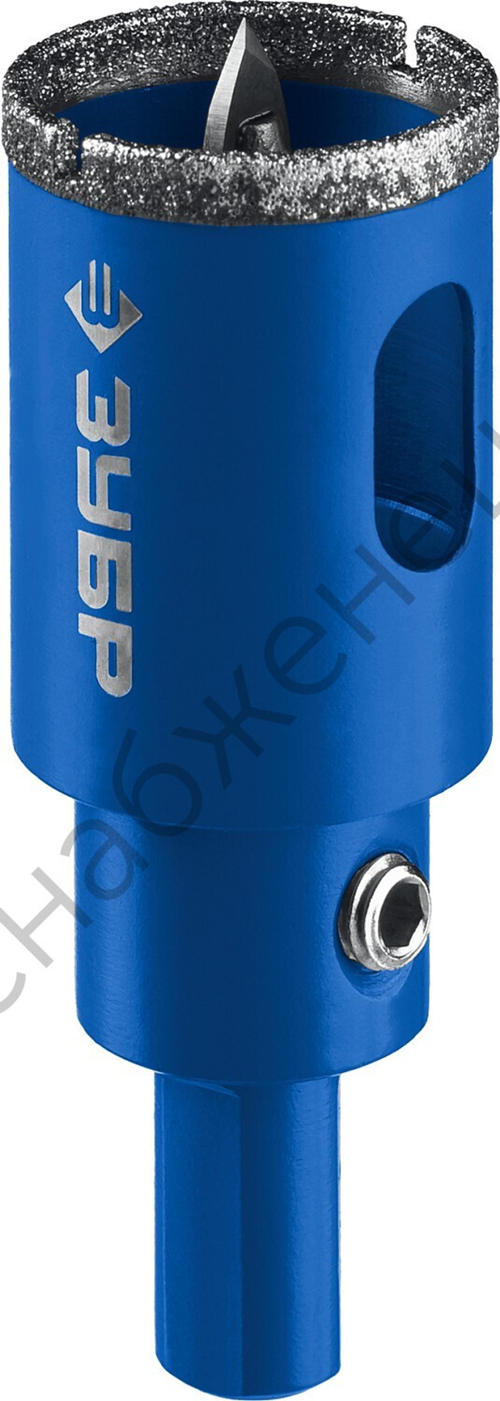 ЗУБР АГК d 20 мм (центр. сверло, трехгр. хвост, Р60), Алмазная коронка, Профессионал (29850-20)