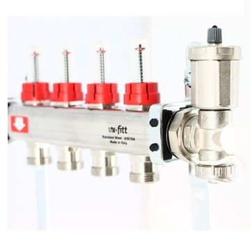 Коллектор Uni-Fitt 1"х3/4" 11 вых. нерж. сталь с расходомерами, термовентилями, воздухоотв. 450A4311