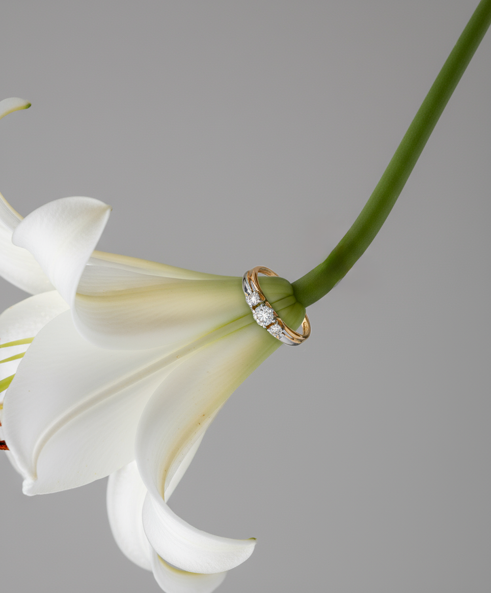 Кольцо из золота с фианитами, 019596