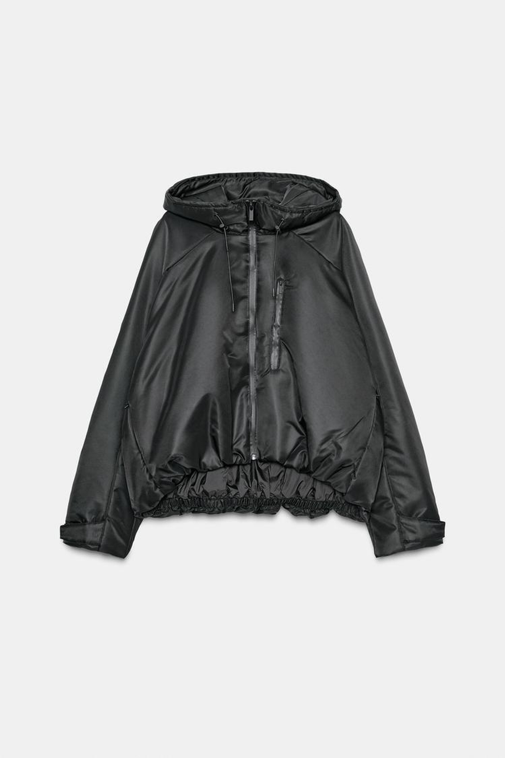 ZARA СТЕГАНАЯ КУРТКА С КАПЮШОНОМ WATER REPELLENT WINDPROOF, ЧЕРНЫЙ