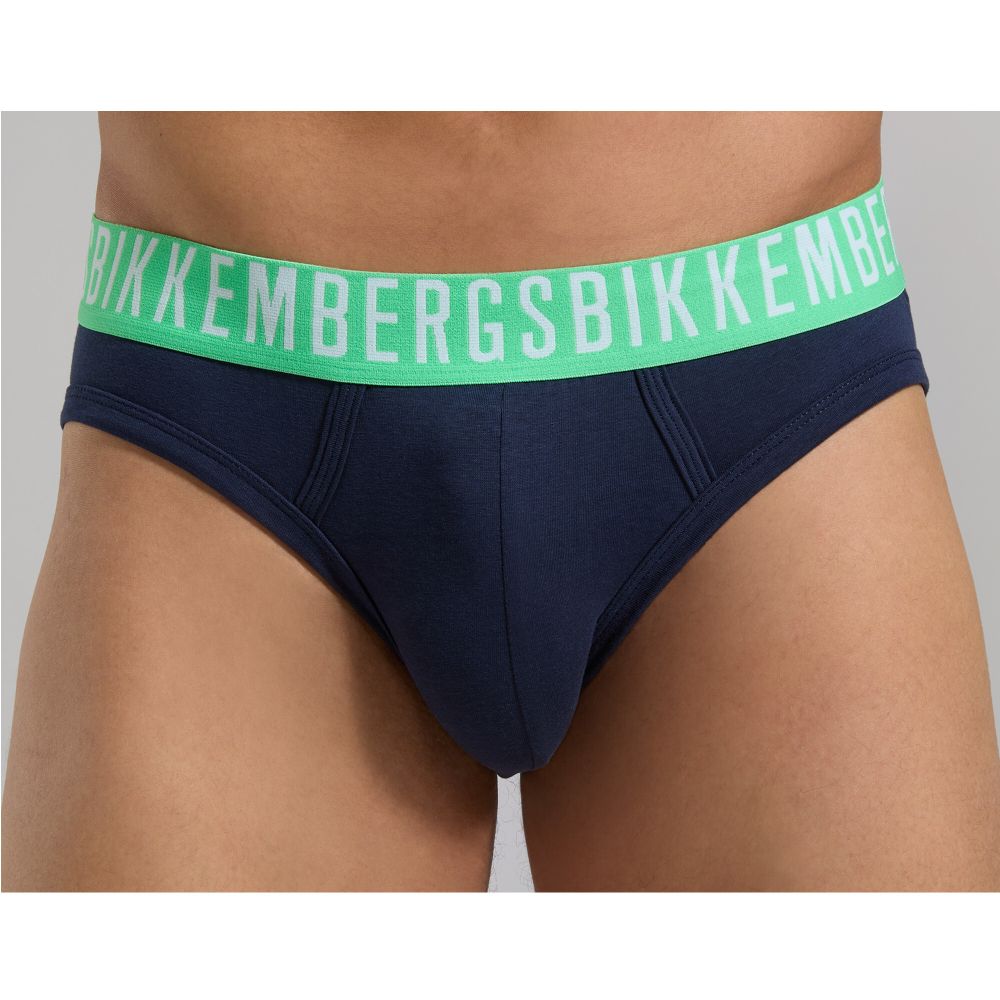 Мужские трусы брифы (черный, темно-синий, белый) набор 3 в 1 Bikkembergs FASHION COTTON BKK1USP09TR