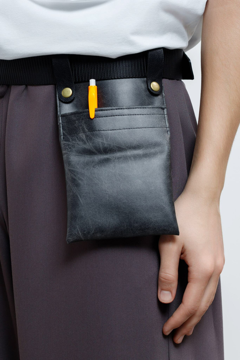 Карман на пояс из ЭКО кожи, черный