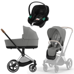 Коляска 3 в 1 Cybex Priam IV Chrome Brown complete и автокресло Aton S2 i-Size Moon Black Mirage Grey
