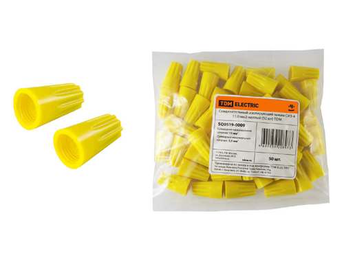 Зажим соединительный изолирующий СИЗ-4 11,0мм2 желтый TDM (50шт/уп)