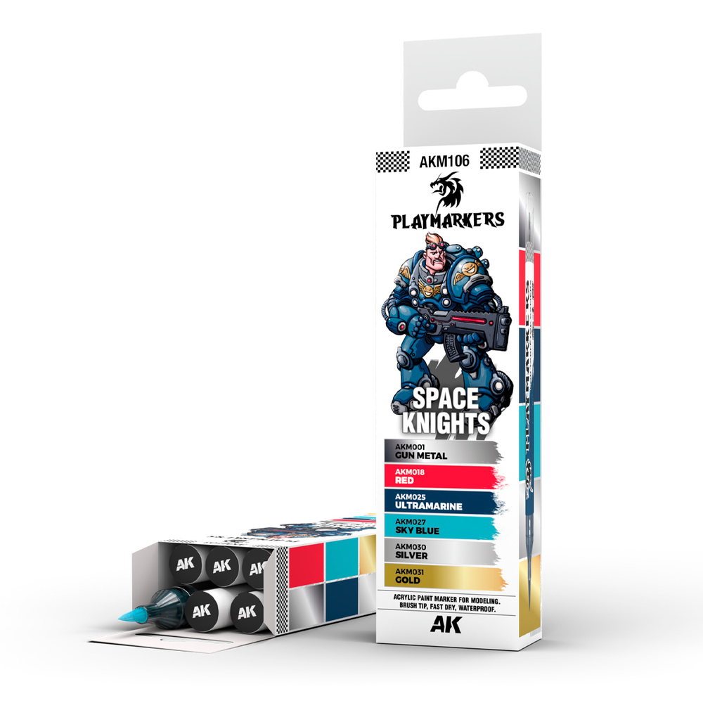Набор Акриловых маркеров с кистью Playmarkers set - Space Knights