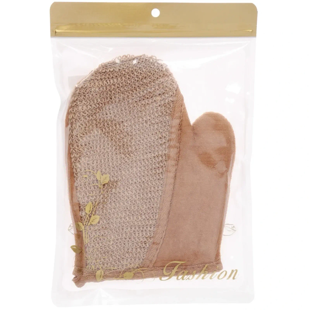 Мочалка - варежка массажная «SANTA MONIKA - SENDU», цвет орехово-коричневый, 18*22см (ZIP пакет)