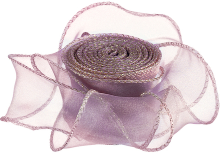 Лента декоративная (4 см*9,14 м) Органза с леской, Пыльная роза, 1 шт., 6233977