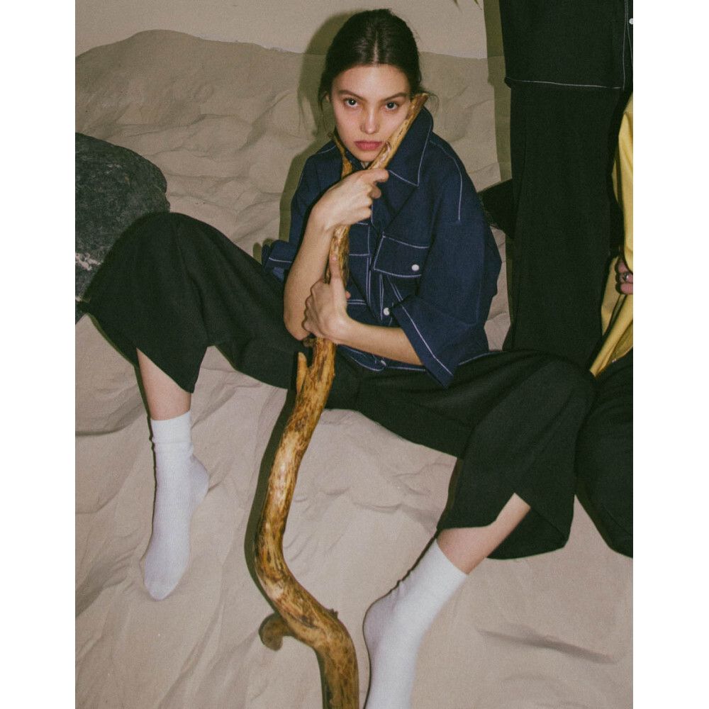 Рубашка БИЧ Джинсовая с Коротким Рукавом Синяя