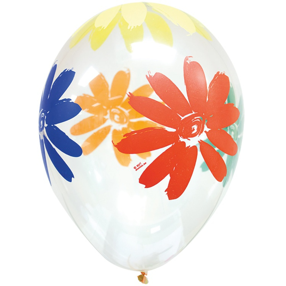 Шар латексный 35см Ромашки (Прозрачный)