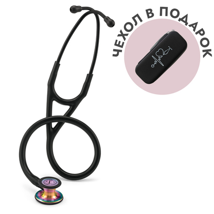 Стетоскоп Littmann Cardiology IV, черный, радужная акустическая головка (6165)