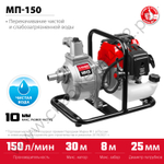 ЗУБР 150 л/мин, мотопомпа бензиновая (МП-150)