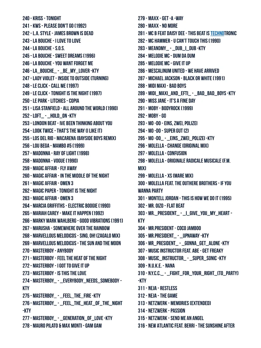 500 DANCE HITS OF 90s (MP3-USB)