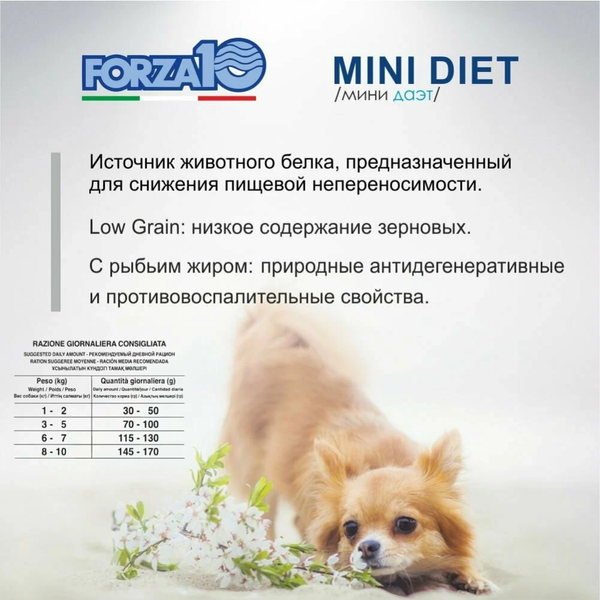 Сухой гипоаллергенный корм Forza 10 Mini Diet Pesce для собак мини пород с рыбой
