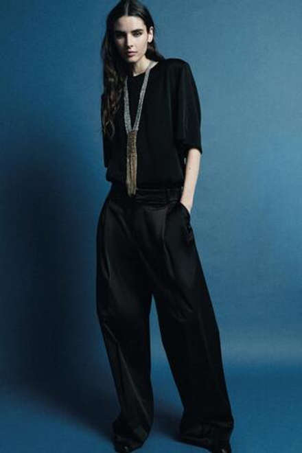 ZARA ТОП С ПОДПЛЕЧНИКАМИ ZW COLLECTION, ЧЕРНЫЙ