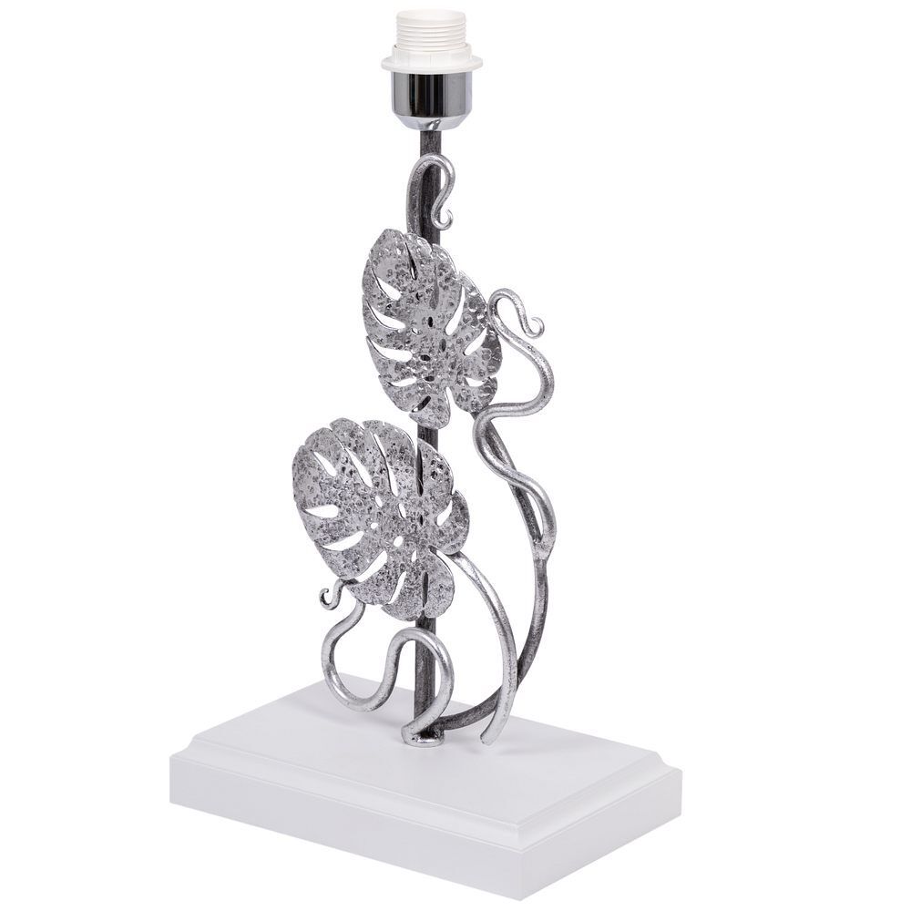 Настольная лампа Monstera Deliciosa (Монстера) Айс Античное серебро с абажуром Vintage Айвори