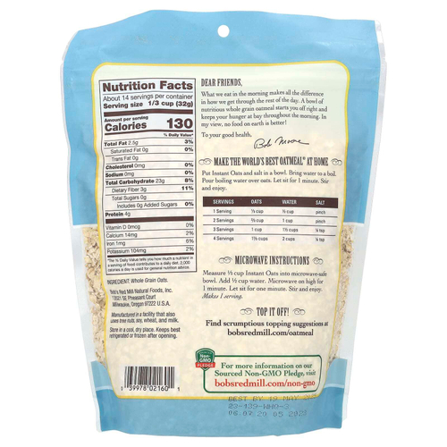 Bob's Red Mill, овсяные хлопья, цельнозерновые, 454 г (16 унций)