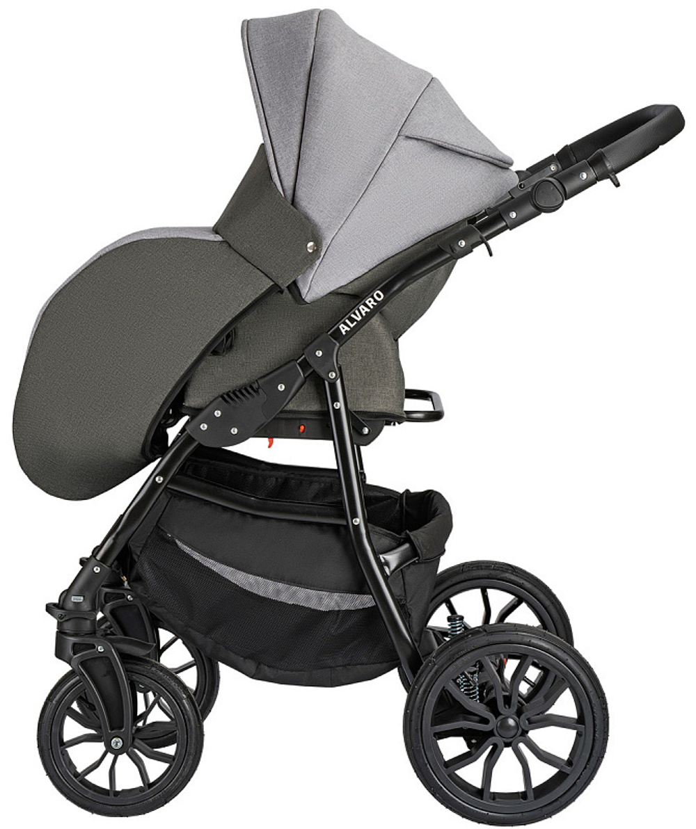 Детская коляска Alis Alvaro F 3 в 1 Al 10 т.серый+св.серый+шалфей кожа