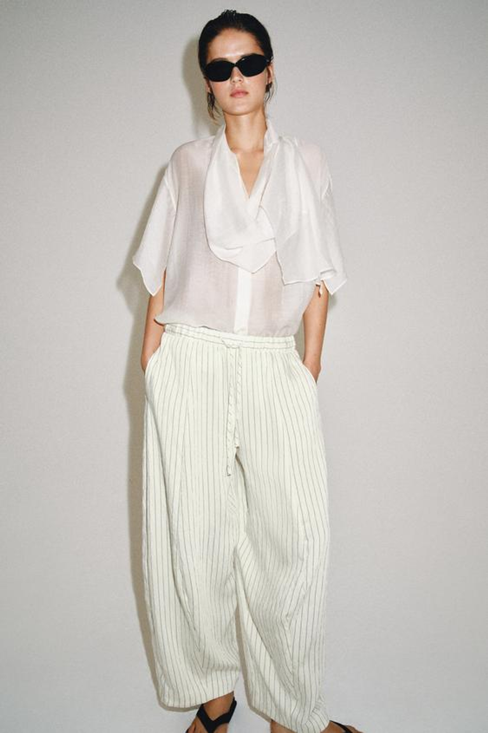 ZARA БРЮКИ BARREL — ZW COLLECTION, ПОЛОСКИ