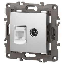 Розетка ЭРА Elegance 14-3110-03 RJ45+TV IP20 алюминий | Эра Elegance