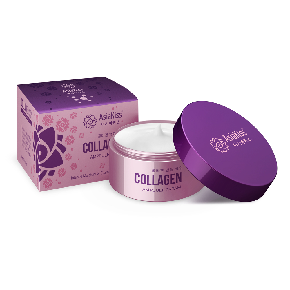 Крем для лица ампульный Коллаген ASIAKISS Collagen Ampoule Cream, 50 мл.