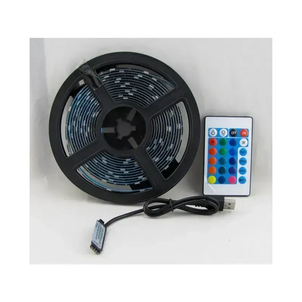 Светодиодная многоцветная RGB LED лента с пультом 3м 5050 SMD с USB, света диодная РГБ ЛЕД подсветка