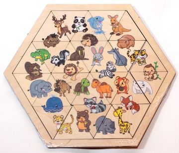 Пазл деревянный "Зверюшки" (Занимательные треугольники)